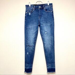 Blank NYC Medium Wash Skinny Jeans Raw Hem 26